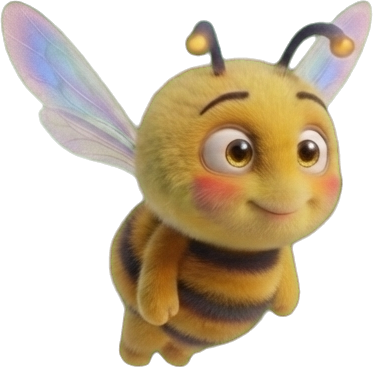 Pippy the bee, star of Word Meadow, hovering beside the app icon