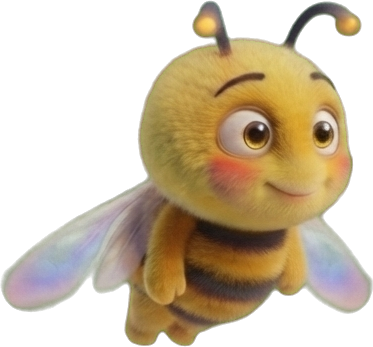 Pippy the bee in flight, ready to explain how to play